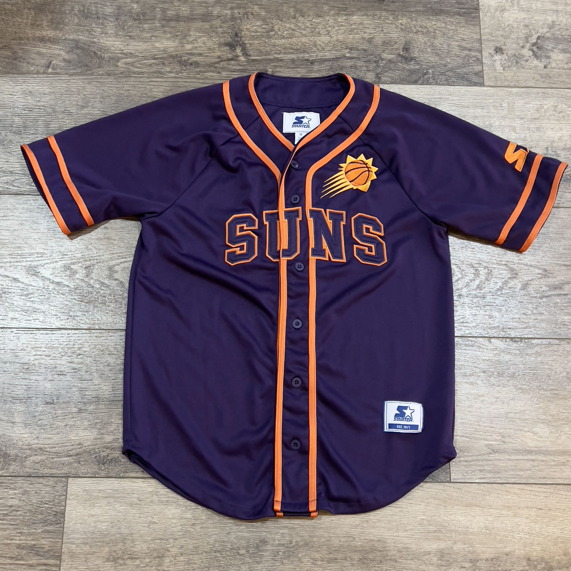 Vintage 90s STARTER Phoenix Suns Purple Orange Baseball Jersey - Size Medium