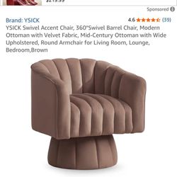 SICK Swivel Accent Chair, 360°Swivel Barrel Chair, Modern Ottoman with Velvet Fabric, Mid-Century Ottoman with Wide Upholstered, Round Armchair for Li