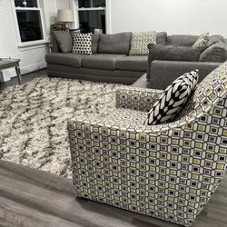 Affordable 3ps Sectional Rug And Swivel Chair