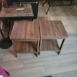 2 Small Wood End Tables