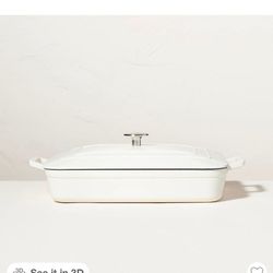 Enamel Coated Casserole/Bakeware Dish with Lid Cream - Hearth & Hand™ with Magnolia