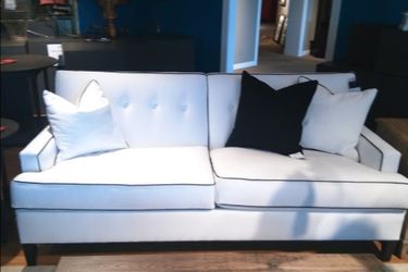 White canvas Ethan Allen couch / sofa