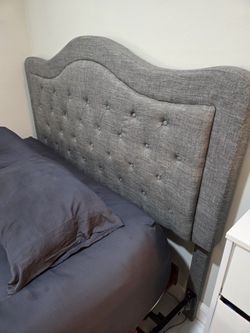 Grey Upholstered Tufted Headboard