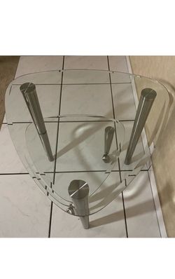 Glass And Chrome Triangular Swivel Nesting End Table