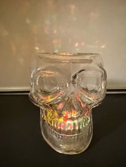 Glass Skull with Color-Changing LED Lights – Battery Operated Halloween Decor