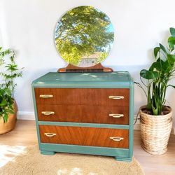 Vintage Green Waterfall Dresser 