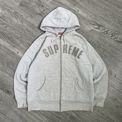 supreme arc logo spell out heavy thermal zip