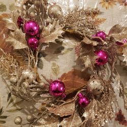 Bath And Body Works Christmas Pink & Gold Candle Holder Decor New