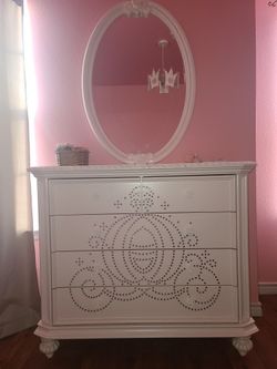 Disney Princess Crystals White Dresser With Mirror, 1 Night Table for Sale  in Cedar Hill, TX - OfferUp