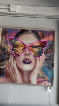 Mixed Media Art with Neon Butterfly Glasses