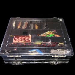 Vintage Plano Phantom III 2 Sided Tackle Box Filled With Vintages Lures And Gear