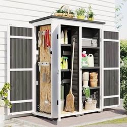 New in Box 5.5ft H x 4.1ft L Outdoor Storage Shed with Floor, Wood Tool Cabinet