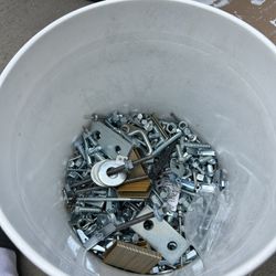 3 Buckets Of Random Bolts Nuts And Screws