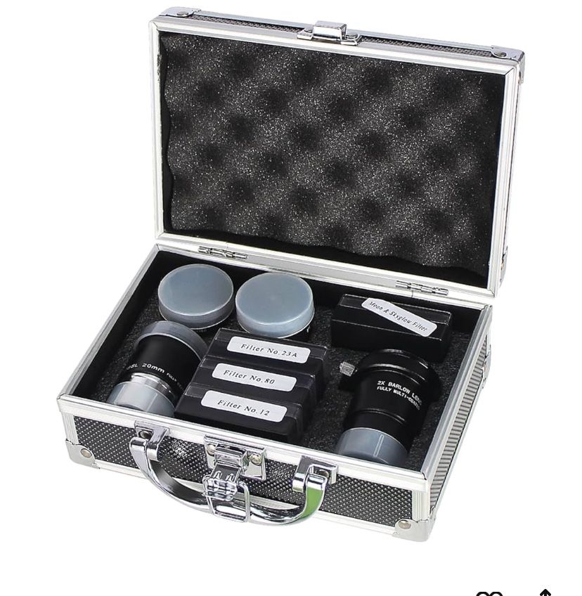 Astronomical Telescope Accessory Kit - with 3pcs Plossl Eyepieces Set, 4pcs Filter Set, a 2X Barlow Lens