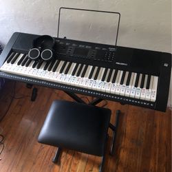 Piano Keyboard, Stand And Stool