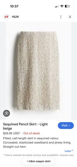 Sequined Pencil Skirt - Light Beige