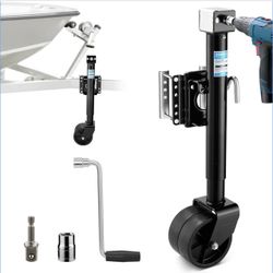 2000 lbs Trailer Jack with Dual Wheel, 20-24V Cordless Drill Compatible, Heavy Duty Bolt on Trailer Tongue Jack for RV, Boat, Black, 12" Lift New in b