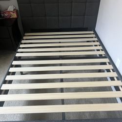 Full Size Plush Gray Platform Bed Frame