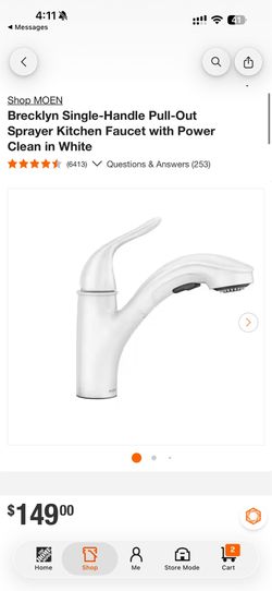 MOEN Brecklyn Single-Handle Pull-Out Sprayer Kitchen Faucet with Power Clean in White