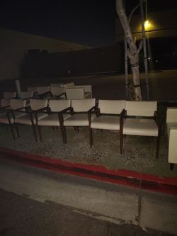 Set of Upholstered Armchairs with Wood Frames