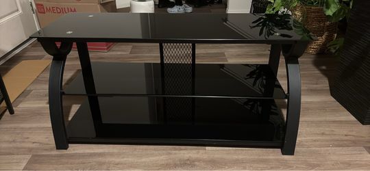 Black Glass 3-Tier TV Stand