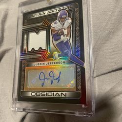 Justin Jefferson Patch Autograph Card From Panini Obsidian! Numbered 05/49