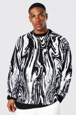 Black/White Marbled Knitted Sweater