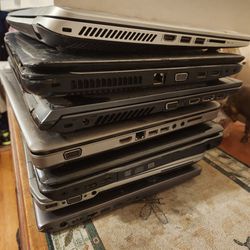 lot of laptops Dell. Toshiba. Lenovo. HP