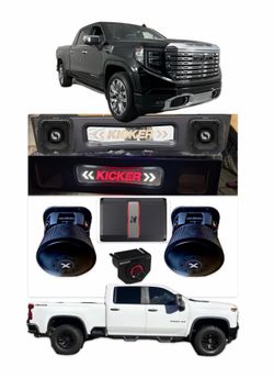 NEW BASS PACKAGE KICKER SOLO X 8” INSTALLED FIT CHEVY SILVERADO GMC SIERRA 2019-2026
