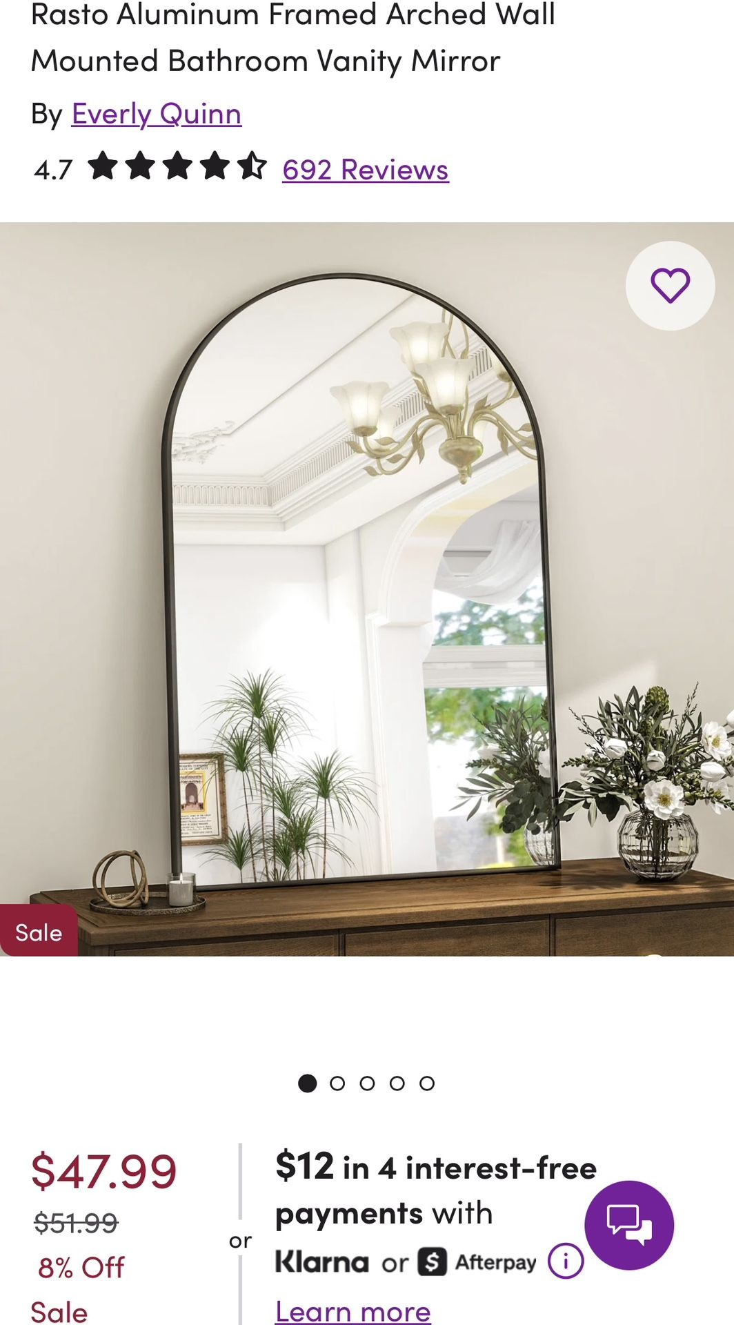 Black Arched Mirror