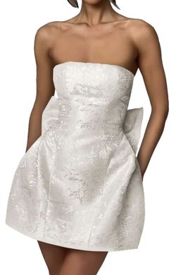 Ivory Satin Mini Dress With Removal Bow