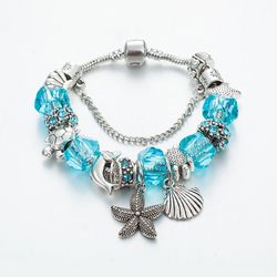 Pandora style ocean theme starfish sea turtle bracelet    (size 7.5" &7. 9")