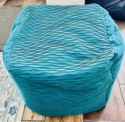 Teal Ripple Pouf 16"