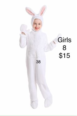 Kids White Full Bunny Rabbit Costume 8/9 / Traje de Conejo Blanco Niños