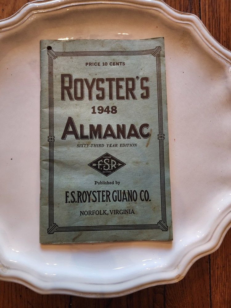Royster's Almanac 1948, F.S. Royster Guano County Norfolk Virgina, Antique