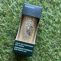 Gold Studded Cold Cup Ornament Keychain from the 2022 Holiday collection
