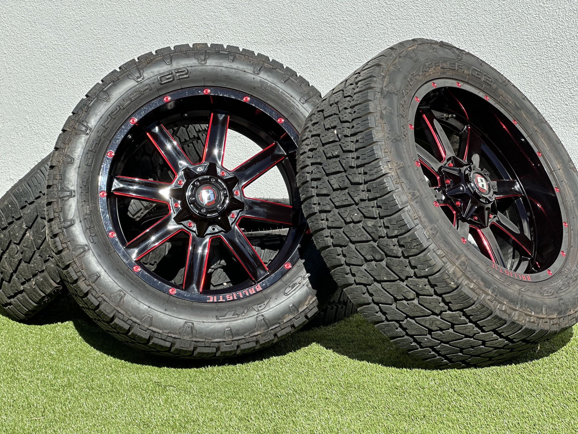 Ballistic 22” Wheels Dodge Ram 1500 rims 5x5.5 A/T 35” Nitto Tires 325/50R22