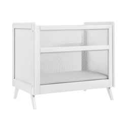 BreathableBaby Breathable Mesh 2-in-1 Mini Crib, White, Green guard
