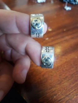 2 Silver Rings Happy Face 925 Silver