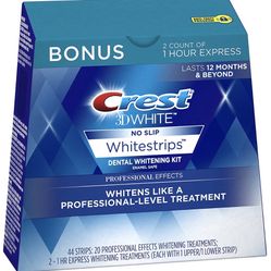 Crest 3D White Professional Effects Whitestrips 20 Treatments + Crest 3D White 1 Hour Express Whitestrips 2 Treatments - Teeth Whitening Kit