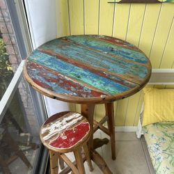 Teac High Top Table with two matching stools