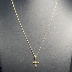 10k Gold Rope Necklace & Cross Pendant