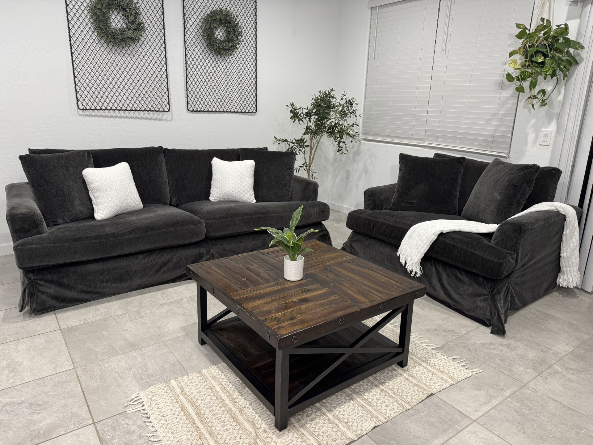 Potato Barn Dark Grey Couch & Chair