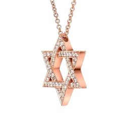 Rose Gold Star Of David Necklace 
