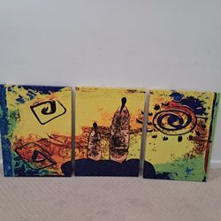 3-Piece Abstract African Wall Art Set (28" x 20")