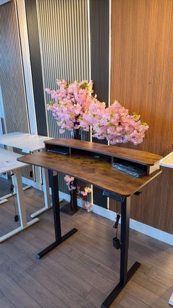 47” Electric Standing Desk With Shelves and Monitor Stand