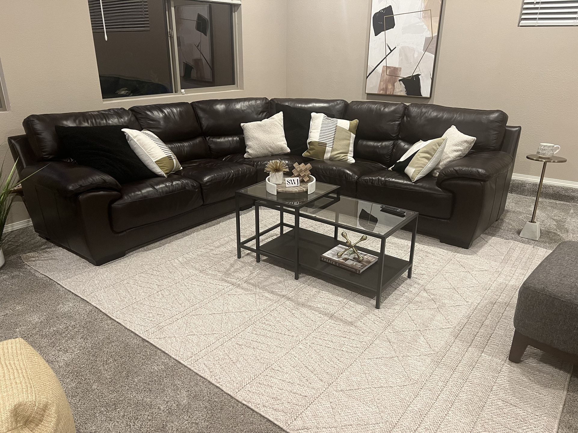 Sectional Brown Leather Couch