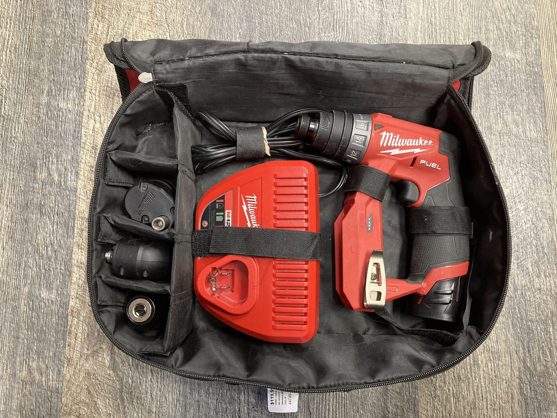 Milwaukee 2505-20 M12 FUEL 4-in-1 Installation 3/8" Drill Driver with 4 Tool Heads and BATTERY and CHARGER