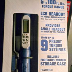 QUINN 3/8 in. Drive, 5 to 100 ft-lb Digital Torque Wrench New 
$120