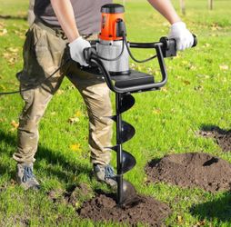 VEVOR Electric Post Hole Digger, 1500W Powerful Motor, 140 RPM Alloy Steel Earth Auger Drill Bit with 10.24 in Extension Rod, for Post Hole Digging, D